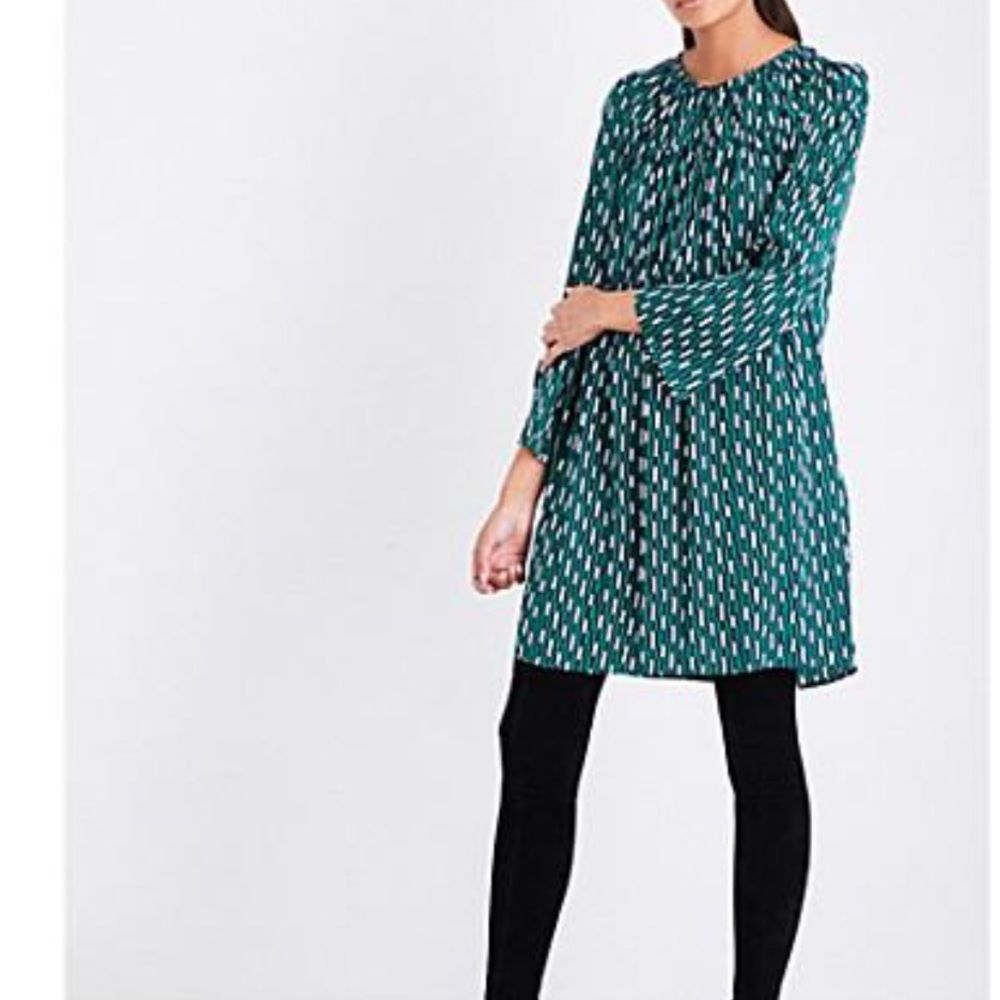 Maje Green and White Patterned Dress